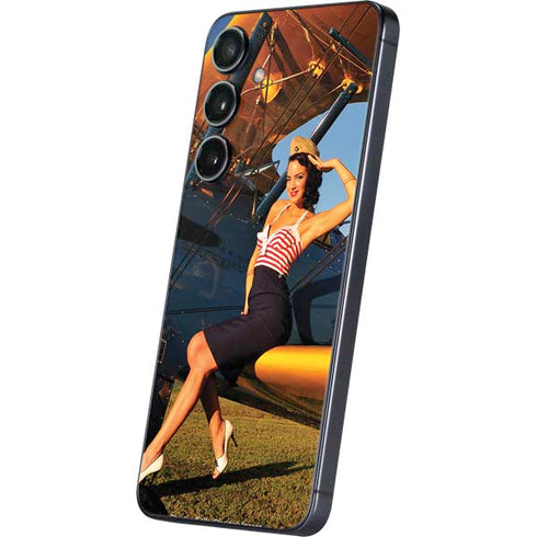 1940s Pin-Up On Stearman Biplane Galaxy S25 Skin